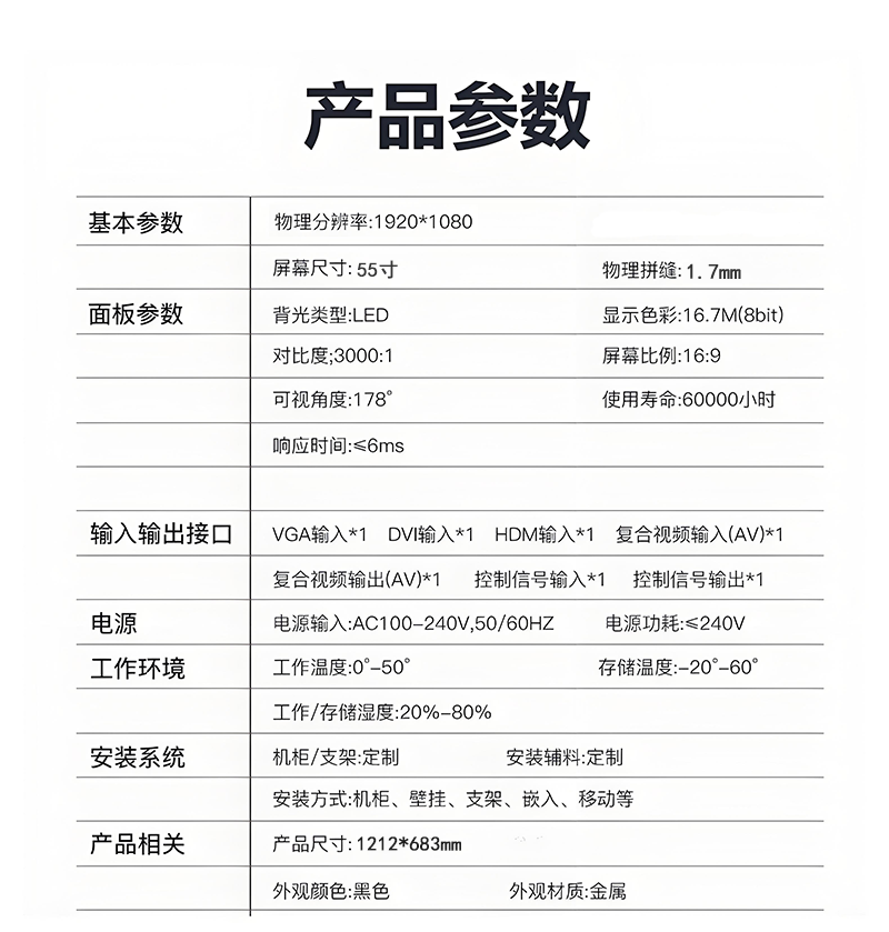 55寸1.7mm液晶拼接屏(图2)