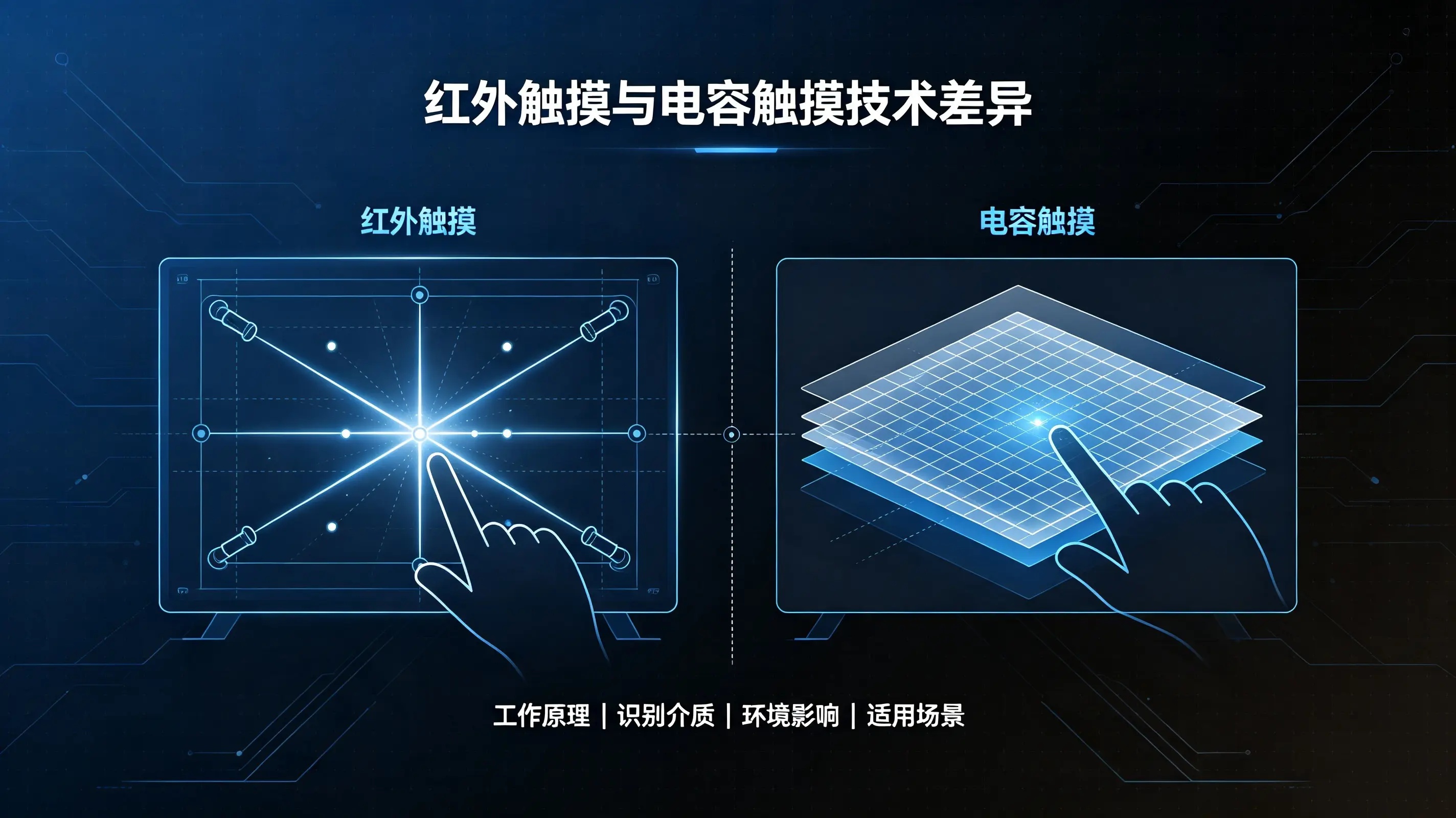 商用显示设备红外触摸和电容触摸的区别